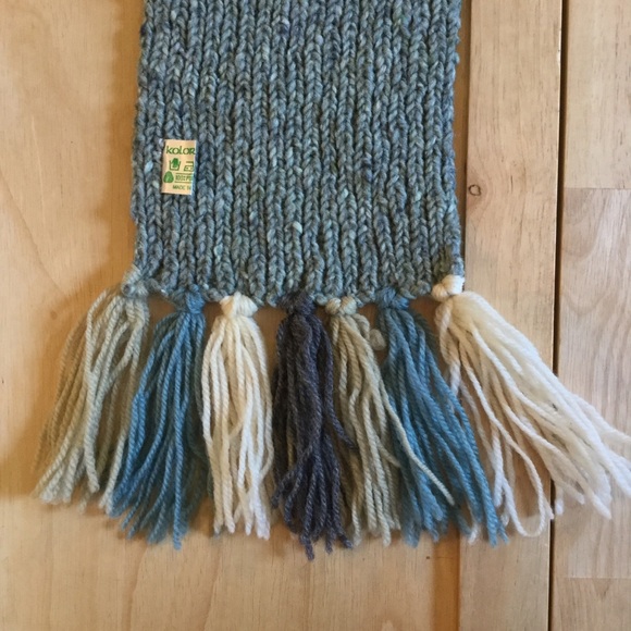 Vintage Kolor Knits Blue Pure Wool Made in Ireland Scarf - Picture 2 of 6